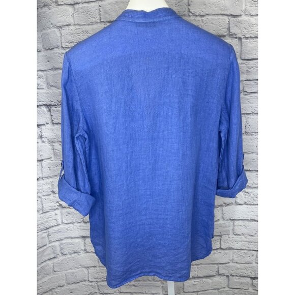 Firenze in Maglia LInen Blouse Purple Periwinkle Color Ladies Size M Italy - Picture 2 of 7